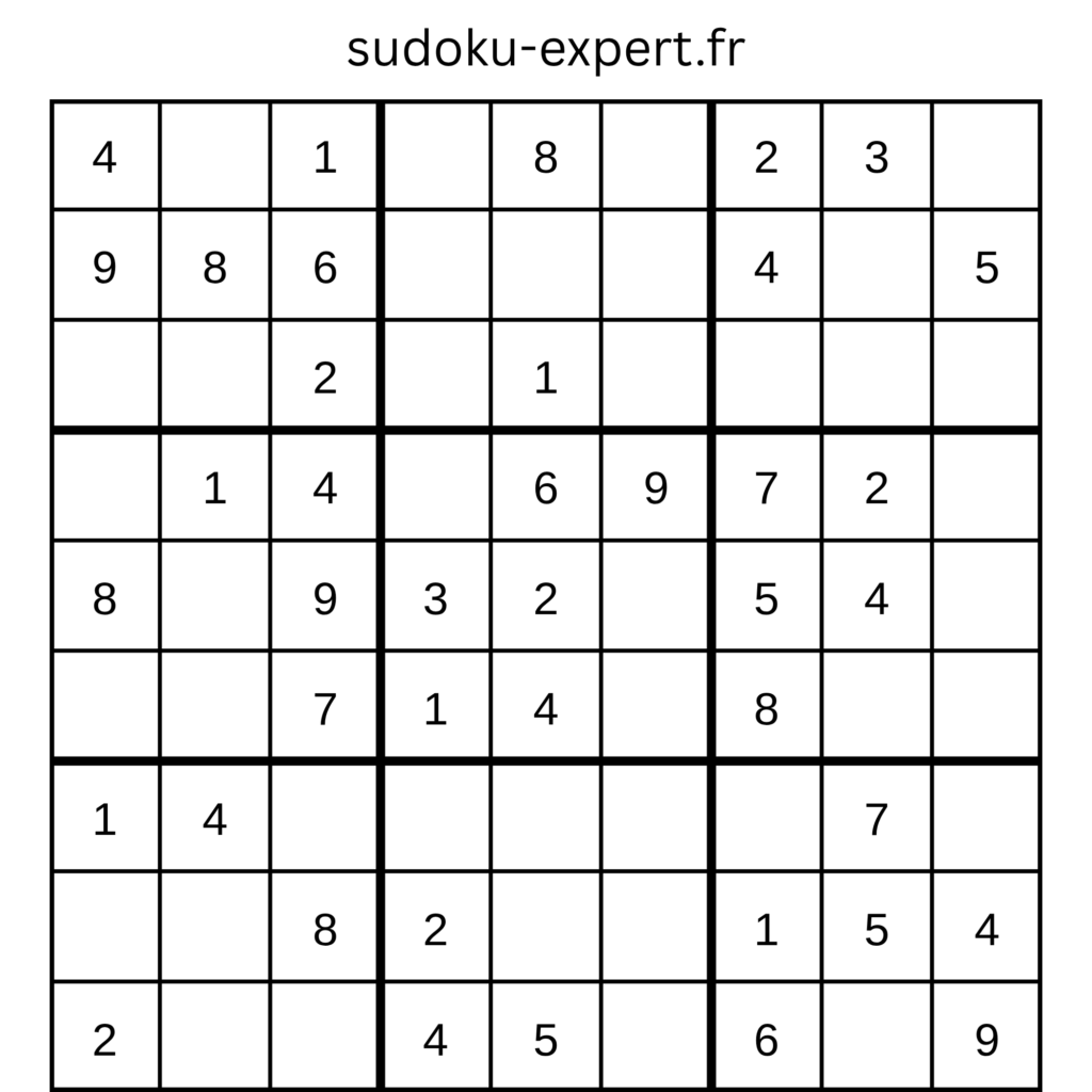 Grille de sudoku 9x9 vierge à imprimer pour débutants
