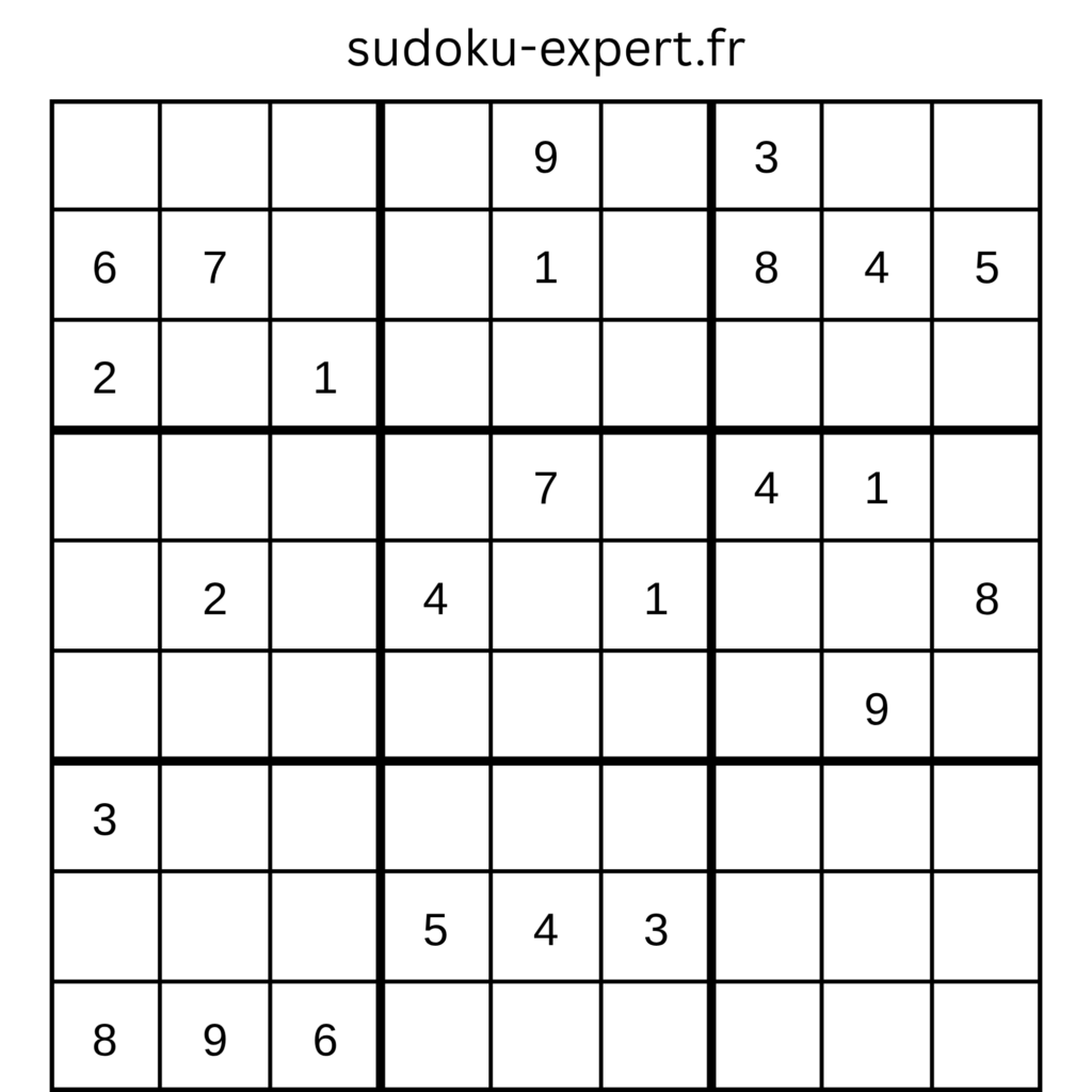 Grille de sudoku expert pour joueurs confirmés