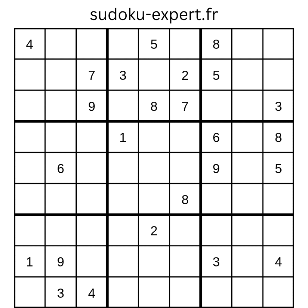 Grille de sudoku facile pour débutants avec chiffres visibles