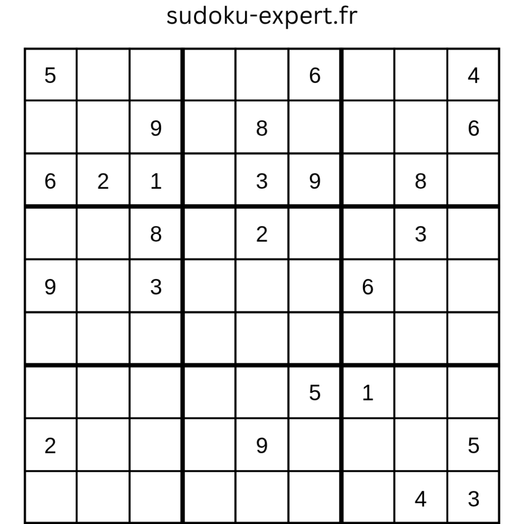 Grille de sudoku du jour proposée sur le site