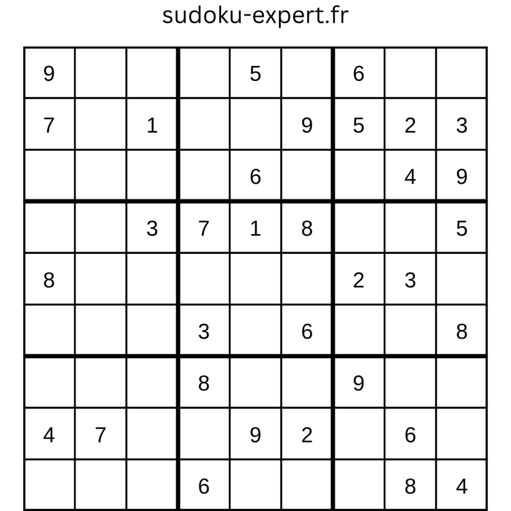 Exemple de grille Sudoku utilisé pour comprendre la technique de l'analyse par colonnes.